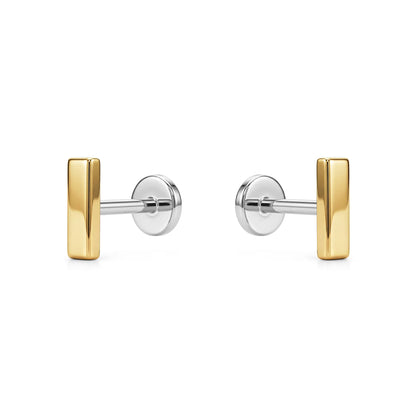 Titanium gold bar flat back threadless studs on a white background
