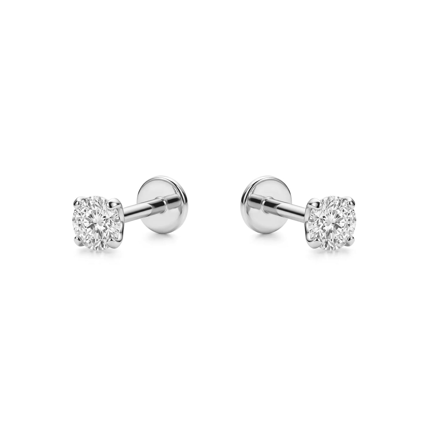 Titanium 3 mm gem flat back threadless studs  on a white background