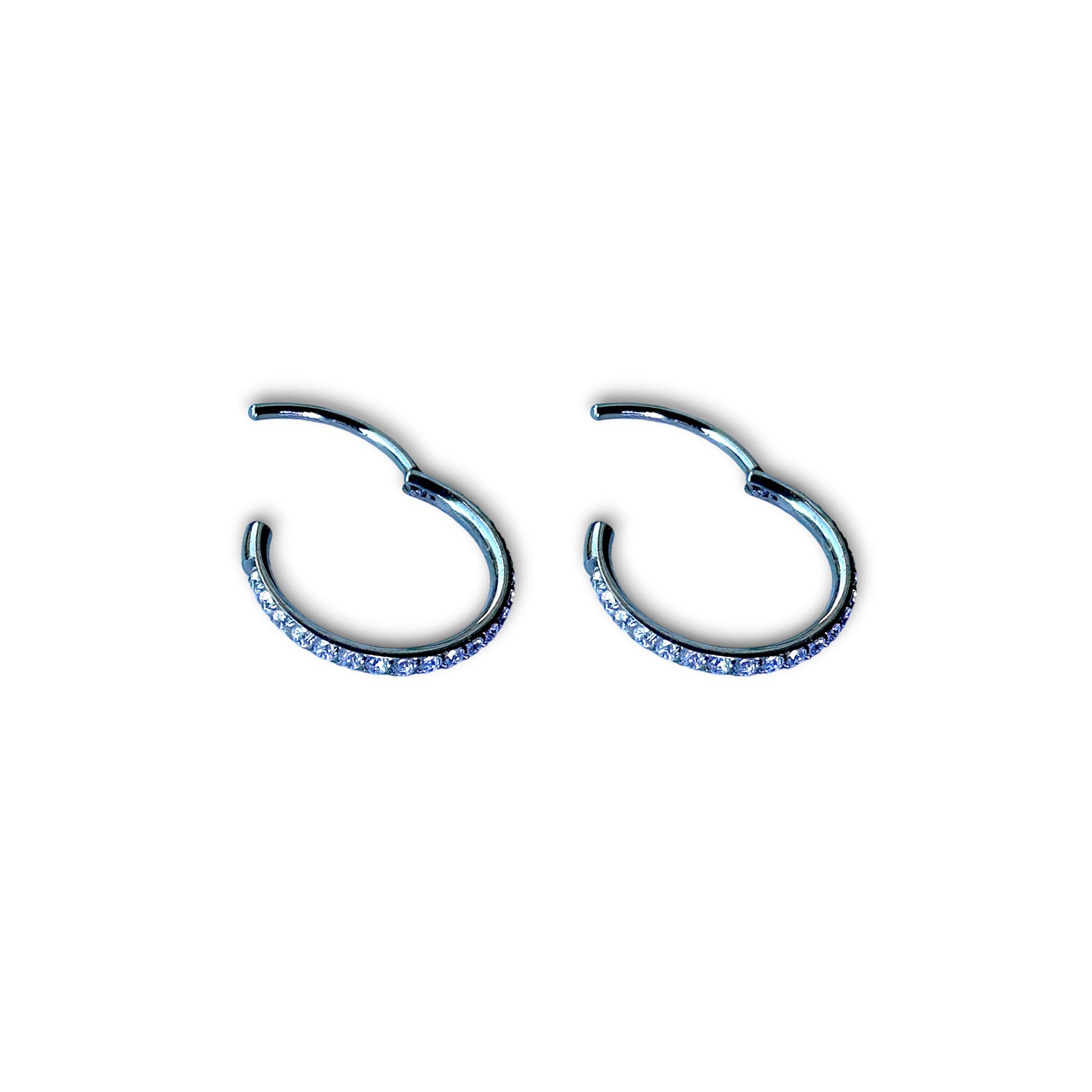 JUST-Ti G23 Pure Titanium Diamond Gem Hoop Earrings 11mm Hypoallergenic for Sensitive Ears