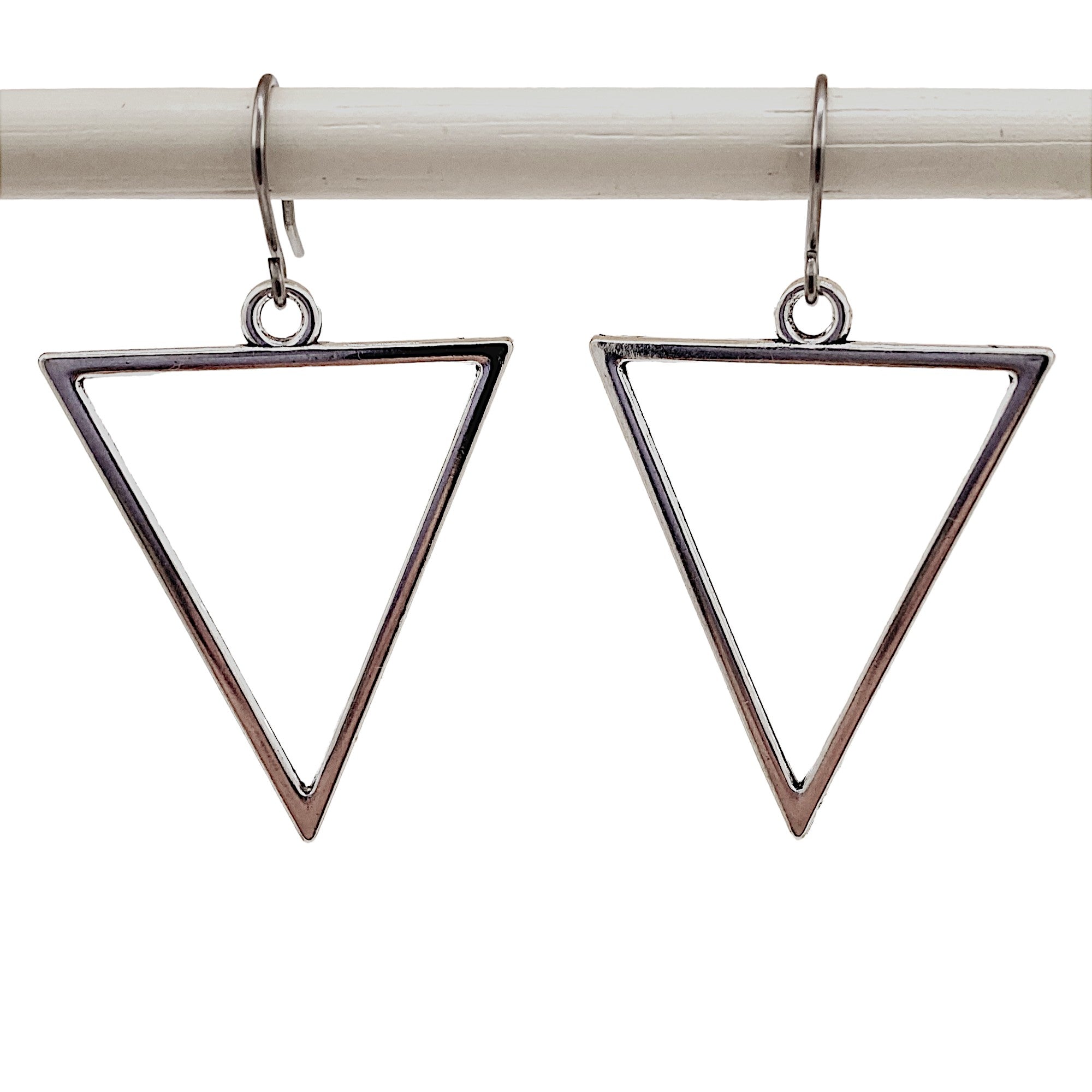 Geometric Silver Triangle earrings