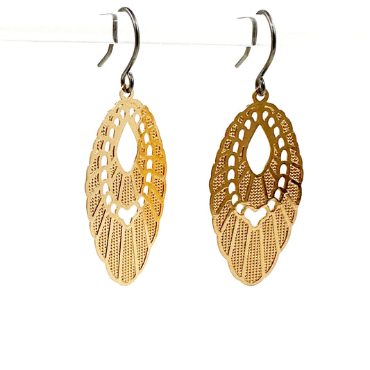 Gold Pendant Titanium Earrings Hypoallergenic