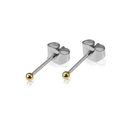 Gold Titanium Ball Studs. Titanium Studs with titanium backs. These minimal studs shown on a white background