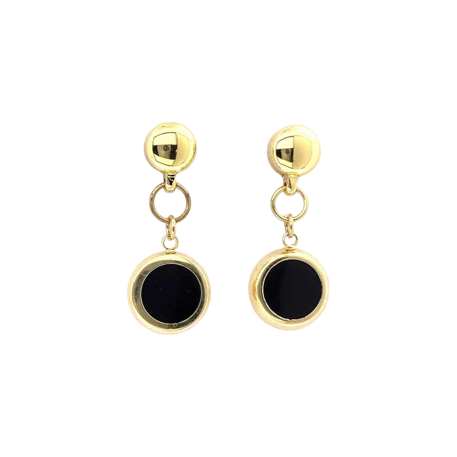 Gold and black ring earring. Detachable earrings for a truly hypoallergenic jewellery on a white background