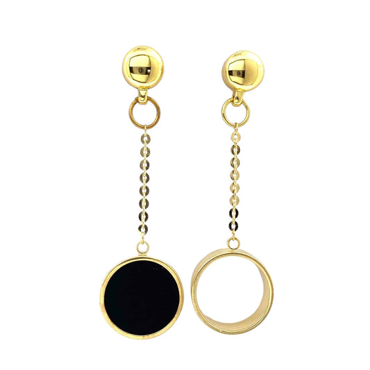 Gold chain and ring earring. Detachable earrings for a truly hypoallergenic jewellery on a white background