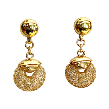 Gold with net hoop filled with gems interchangeable earring