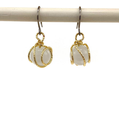 Gold Caged Pearl Earring