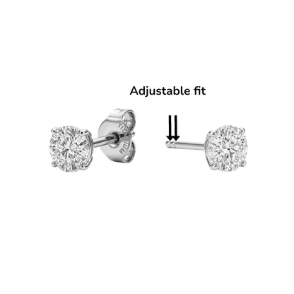 Diamond Gem Studs 5mm Adjustable Fit