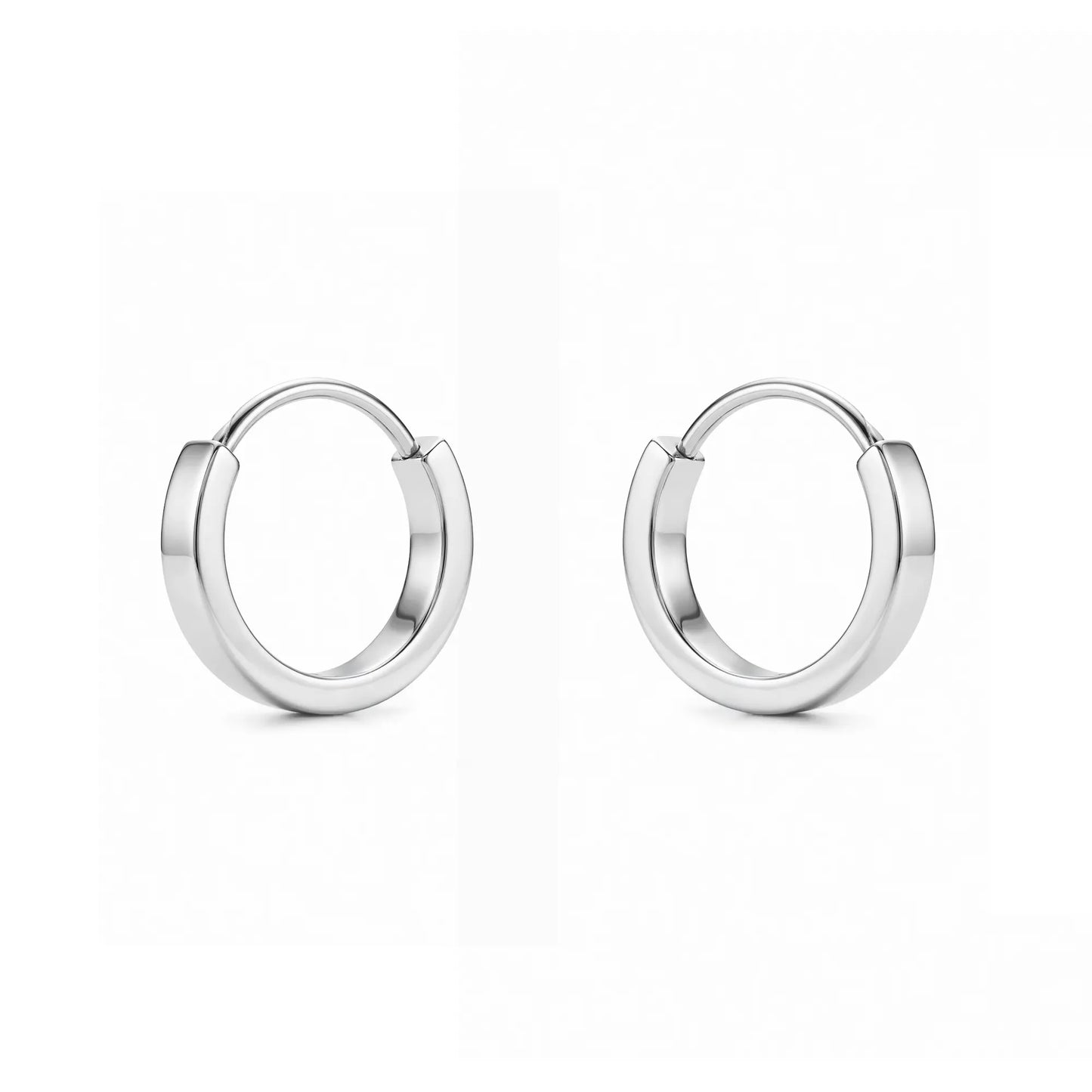 Titanium Small Hoops Silver 8 mm 10 mm 6 mm on a white background