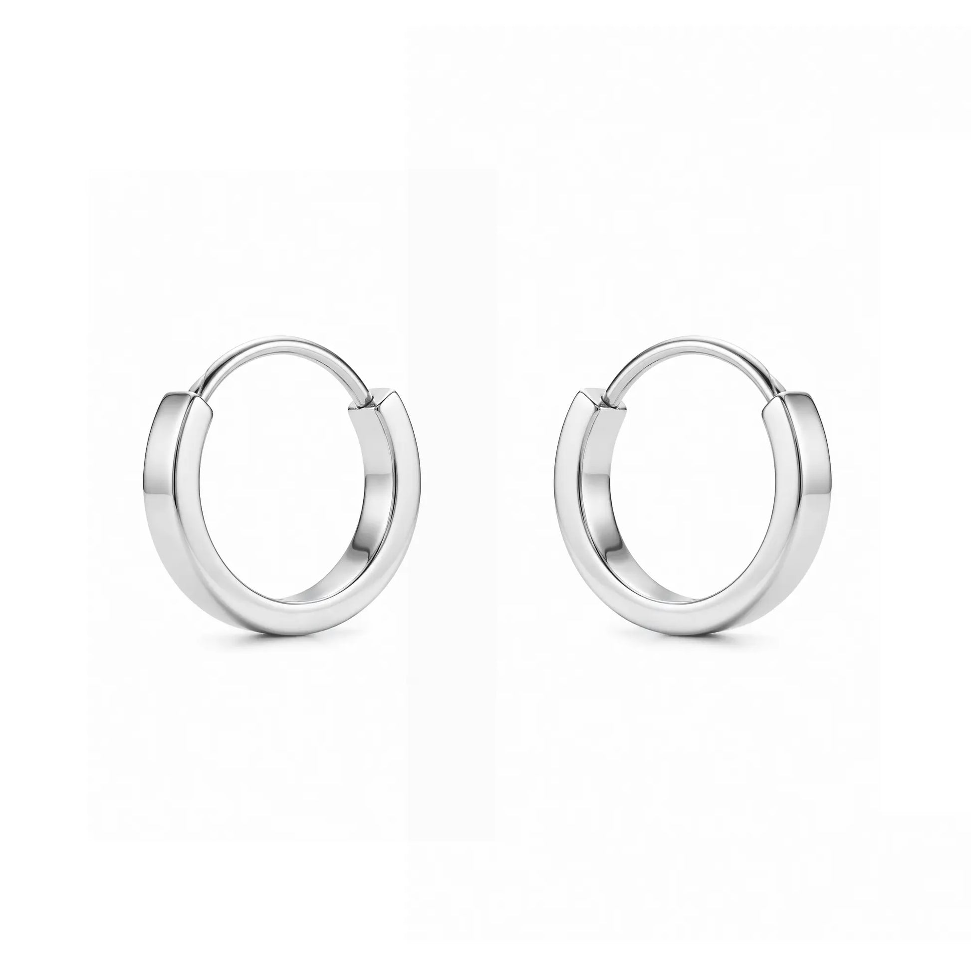 Titanium Small Hoops Silver 8 mm 10 mm 6 mm on a white background