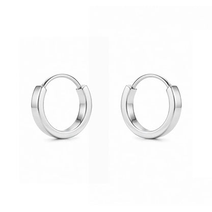 Titanium Small Hoops Silver 8 mm 10 mm 6 mm on a white background