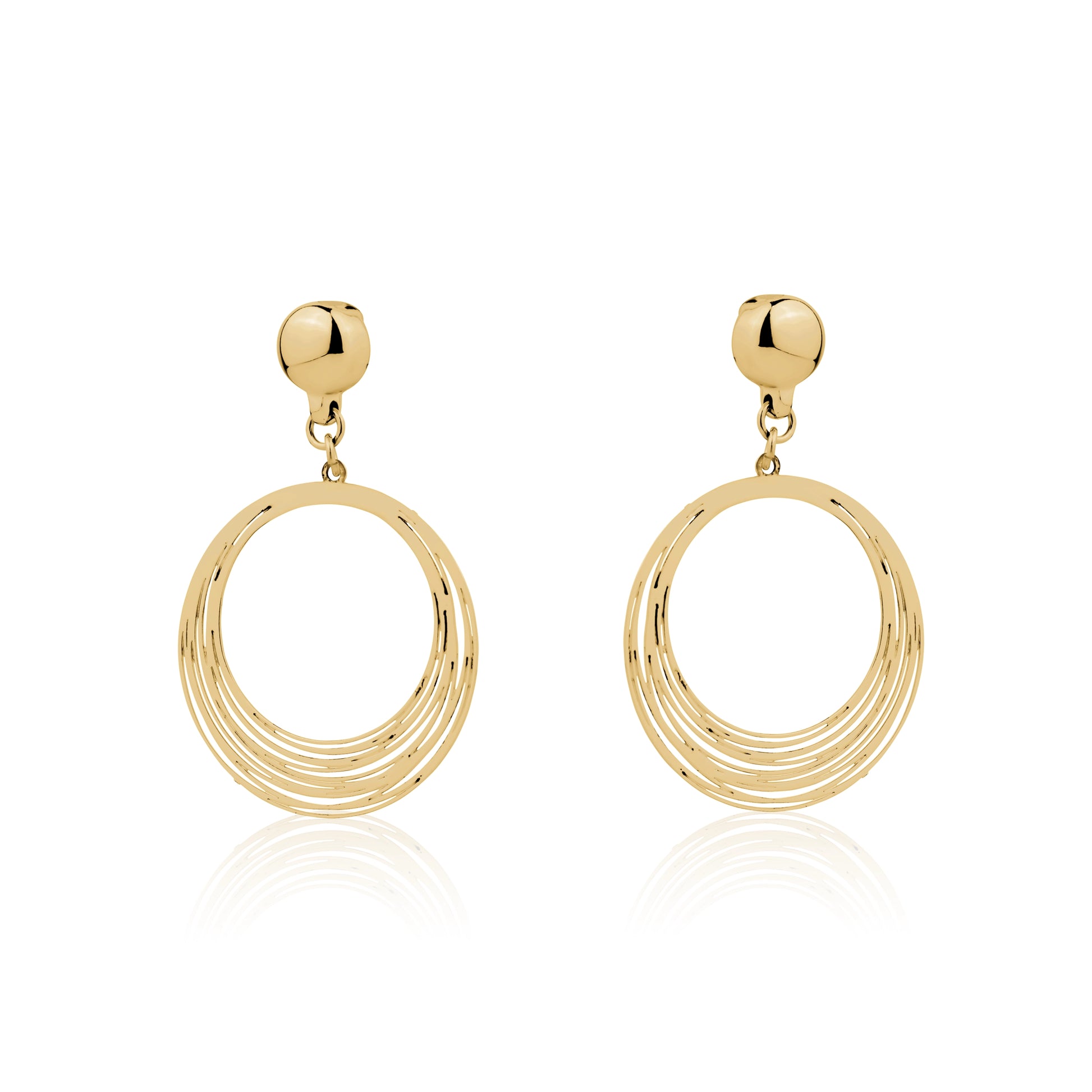 Gold String Rings earrings. Detachable earrings for a truly hypoallergenic jewellery on a white background