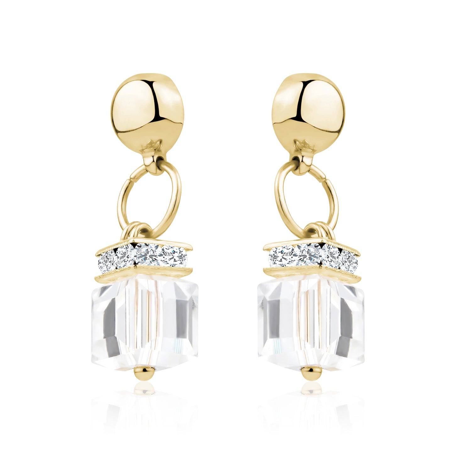 Crystal Clutch earrings. Magnetic titanium interchangeable earring system. Detachable earrings for a truly hypoallergenic jewellery on a white background