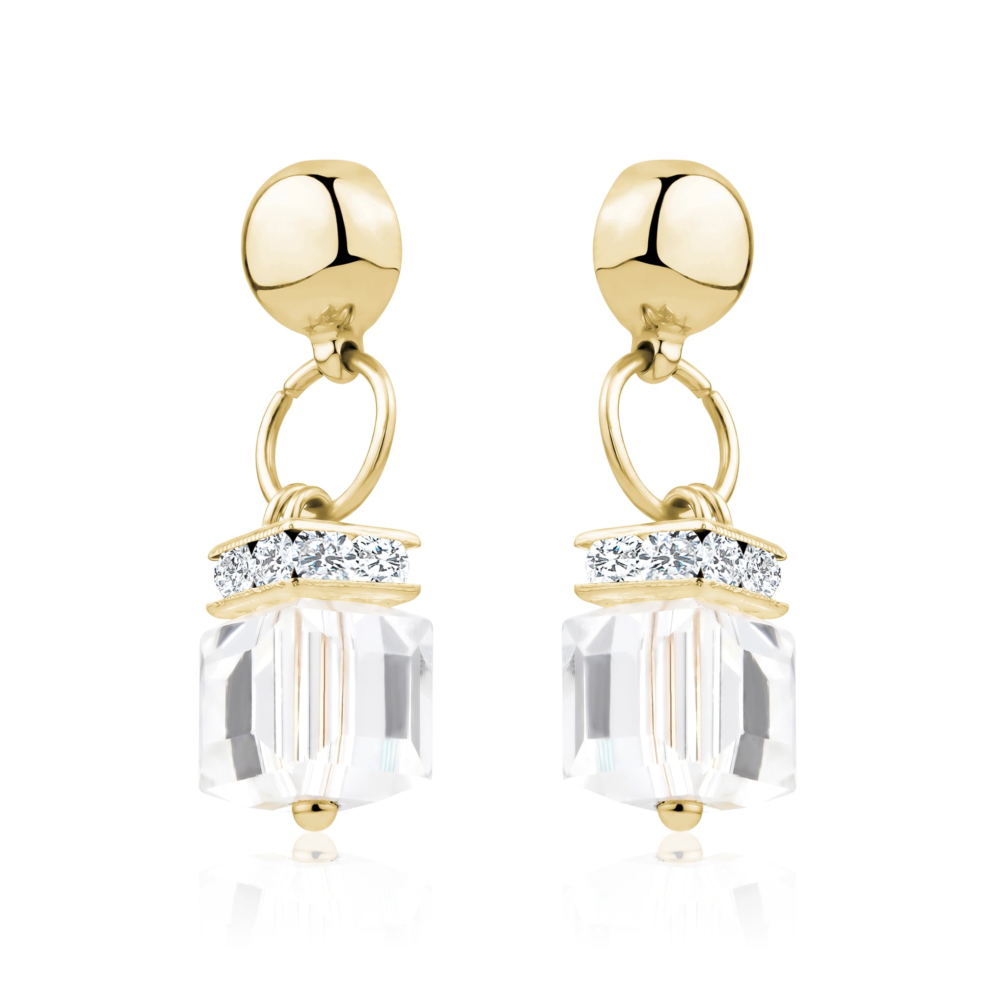 Crystal Clutch earrings. Magnetic titanium interchangeable earring system. Detachable earrings for a truly hypoallergenic jewellery on a white background