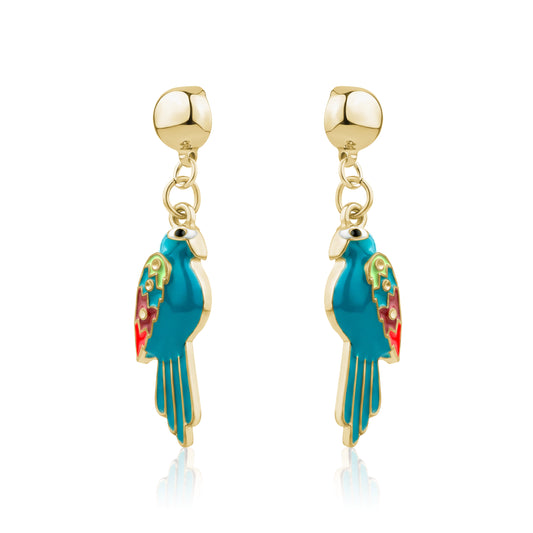 Bird of Paradise Titanium Earrings. Magnetic titanium interchangeable earring system. Detachable earrings for a truly hypoallergenic jewellery on a white background