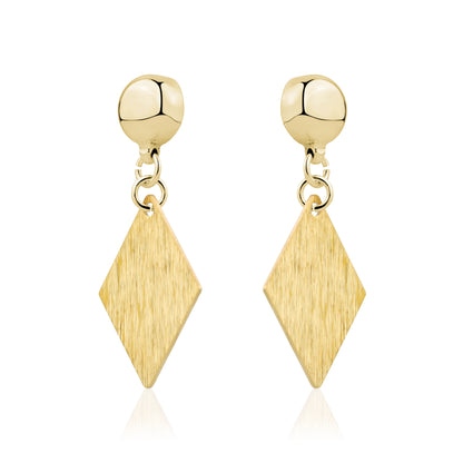 Interchangeable magnetic titanium Brushed Rhombus Golden Earrings