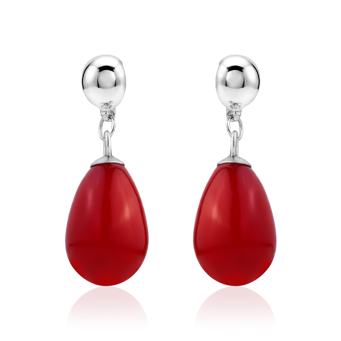 Magnetic Red pearl earrings. Detachable titanium earrings for a truly hypoallergenic jewellery on a white background
