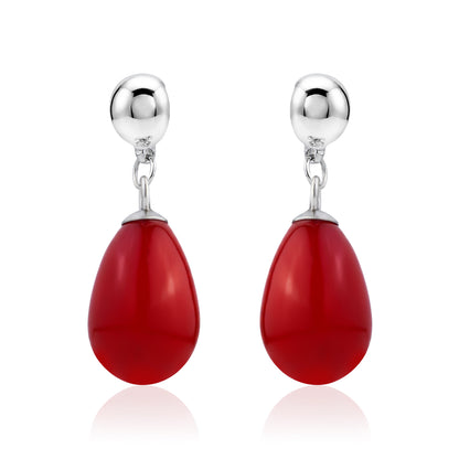 Magnetic Red pearl earrings. Detachable titanium earrings for a truly hypoallergenic jewellery on a white background