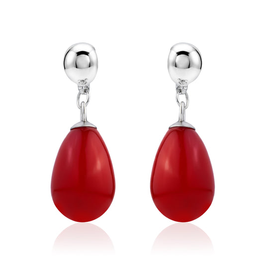 Magnetic Red pearl earrings. Detachable titanium earrings for a truly hypoallergenic jewellery on a white background