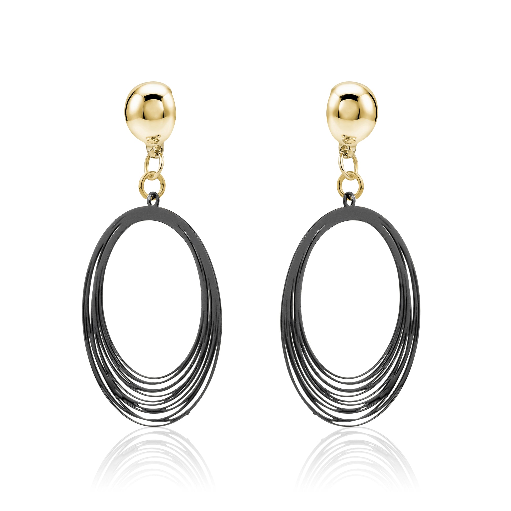 TI-GO Black String Rings earring. Magnetic titanium interchangeable earring system for a truly hypoallergenic jewellery on a white background