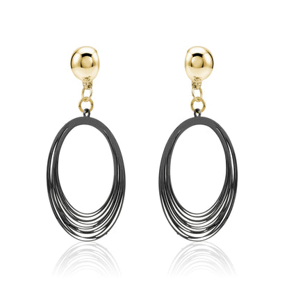 TI-GO Black String Rings earring. Magnetic titanium interchangeable earring system for a truly hypoallergenic jewellery on a white background