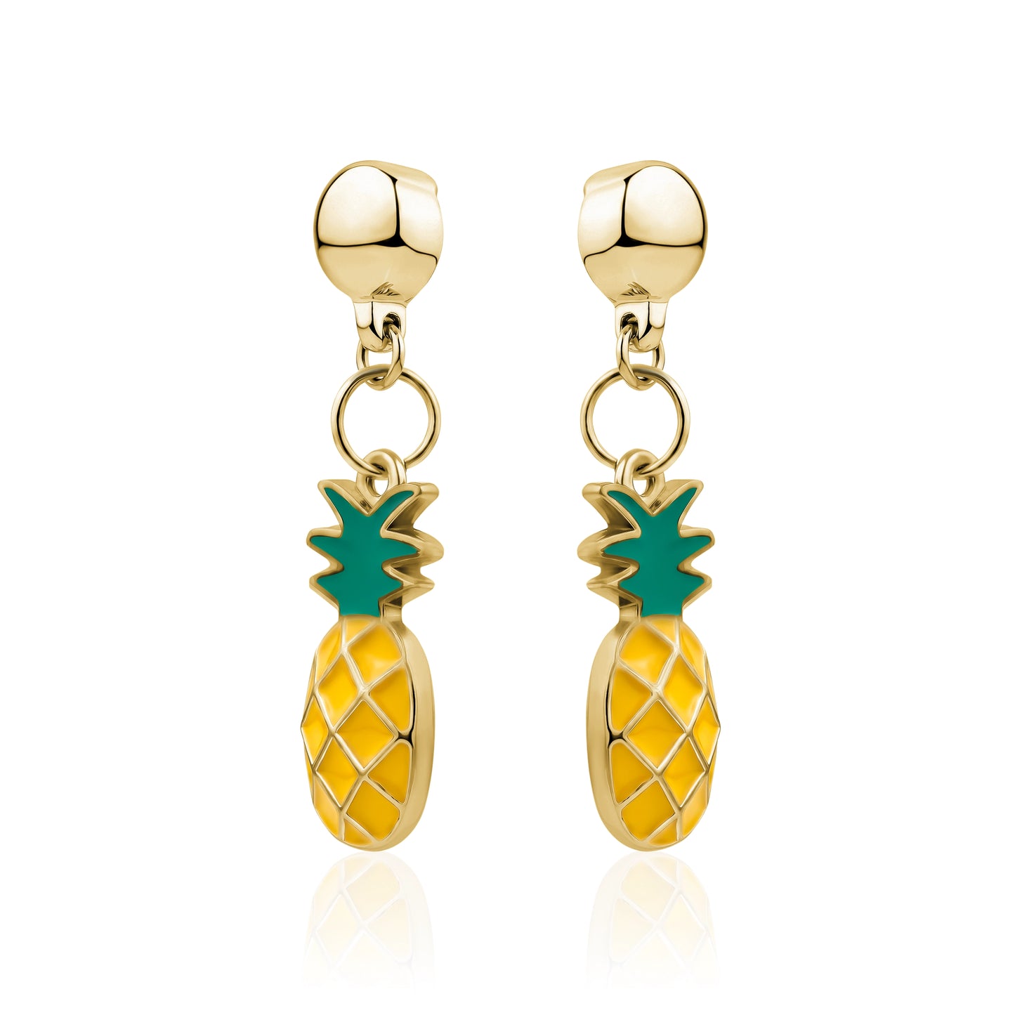 Pineapple Charm Earring. Detachable earrings for a truly hypoallergenic jewellery on a white background