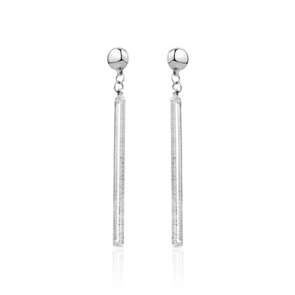 Silver rectangular loop earring. Detachable magnetic earrings truly hypoallergenic jewellery on a white background