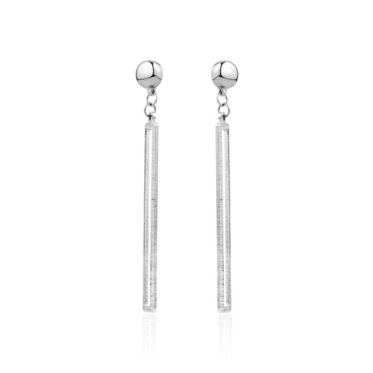 Silver rectangular loop earring. Detachable magnetic earrings truly hypoallergenic jewellery on a white background