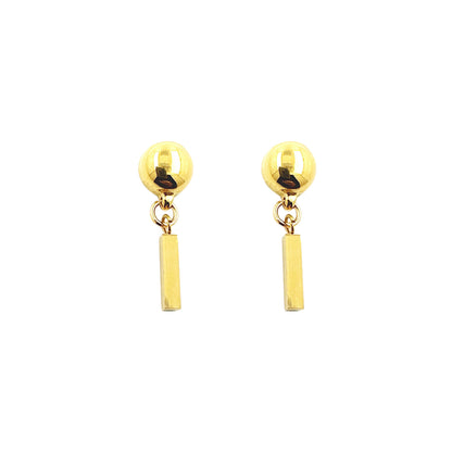 Interchangeable-magnetic-Mini-gold bar-earrings on a white background