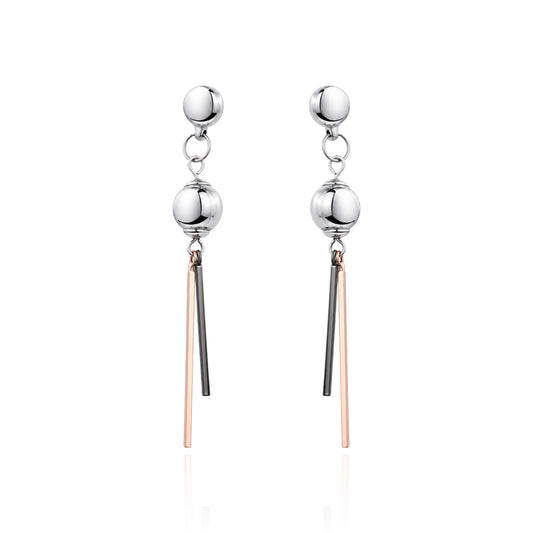 Three Toned interchangeable titanium earring. Detachable earrings for a truly hypoallergenic jewellery on a white background