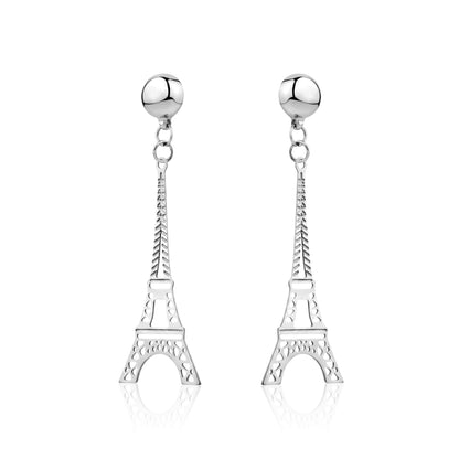 Titanium Interchangeable magnetic Hypoallergenic Earrings Eiffel tower earrings pair on a white background