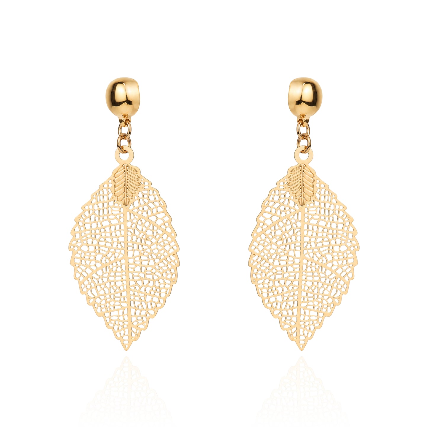 Leaf Earrings Magnetic titanium interchangeable earring system. Detachable earrings for a truly hypoallergenic jewellery on a white background