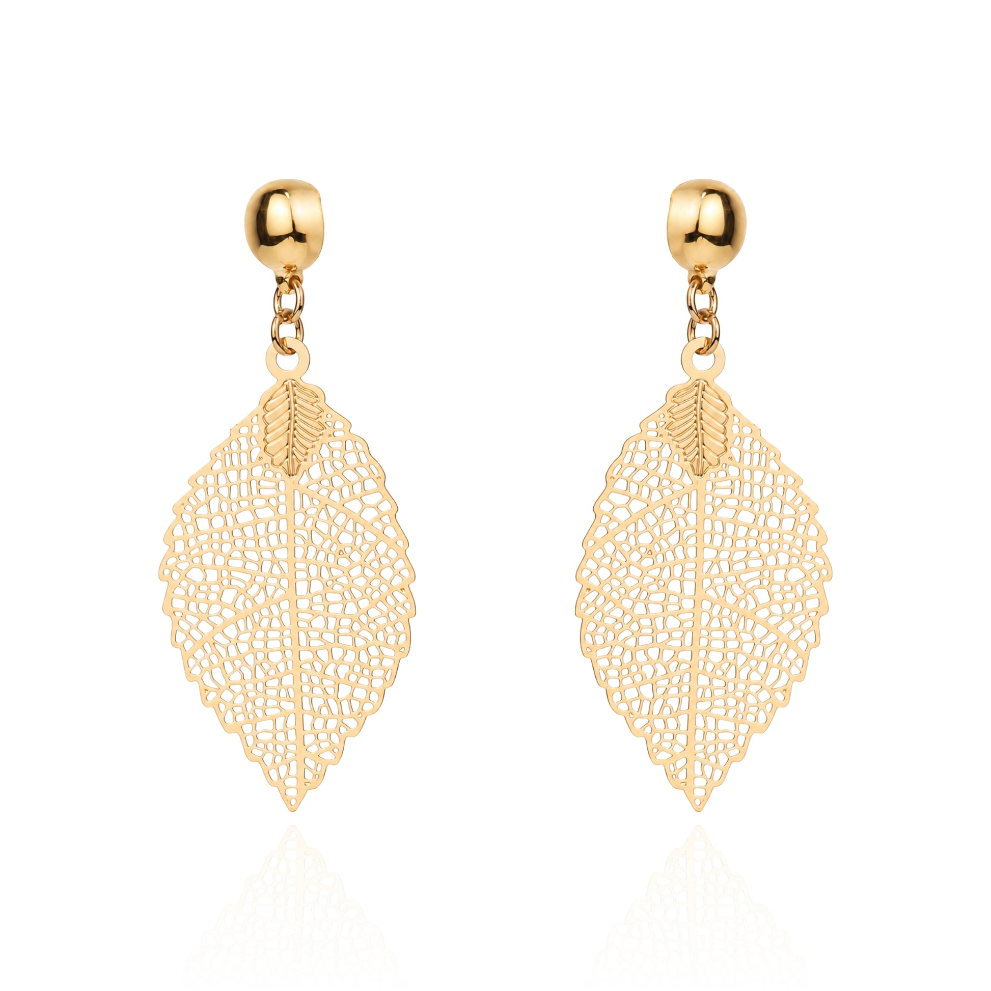 Leaf Earrings Magnetic titanium interchangeable earring system. Detachable earrings for a truly hypoallergenic jewellery on a white background