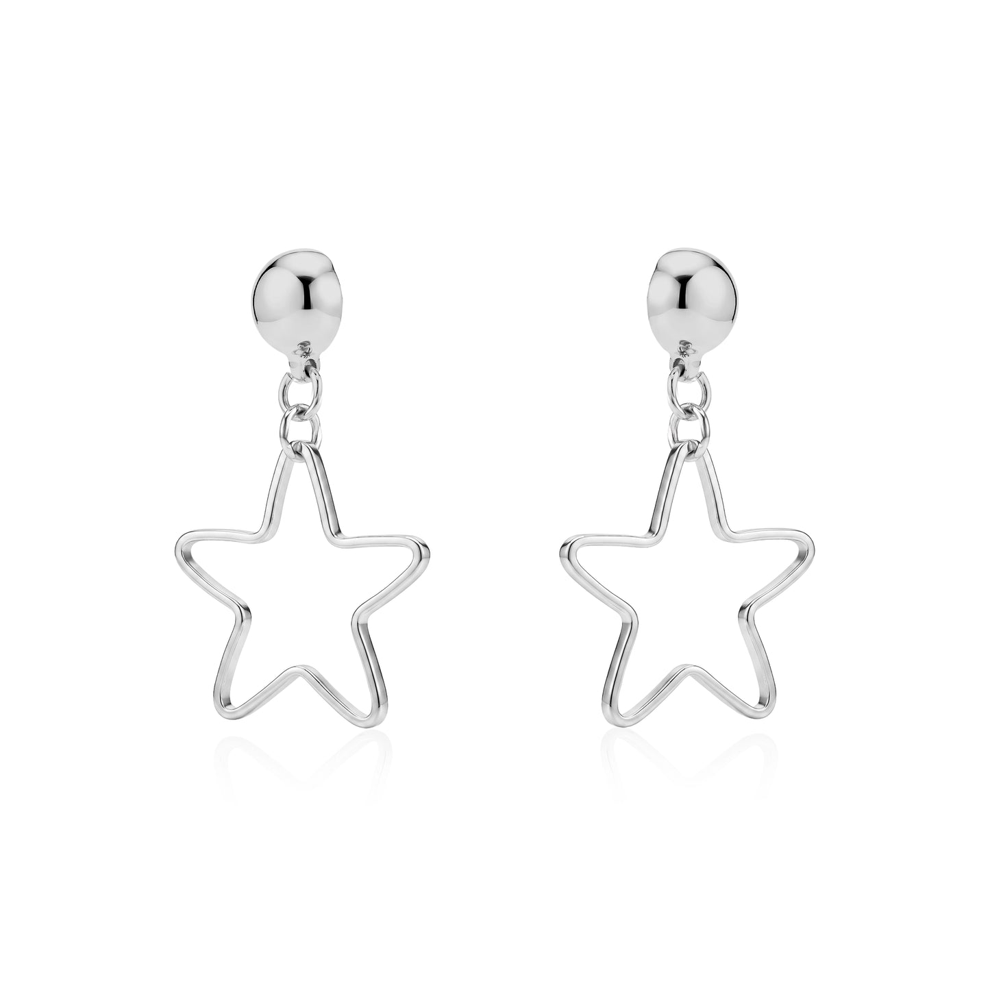 Magnetic Minimal Silver Star earrings. Detachable earrings for a truly hypoallergenic jewellery on a white background