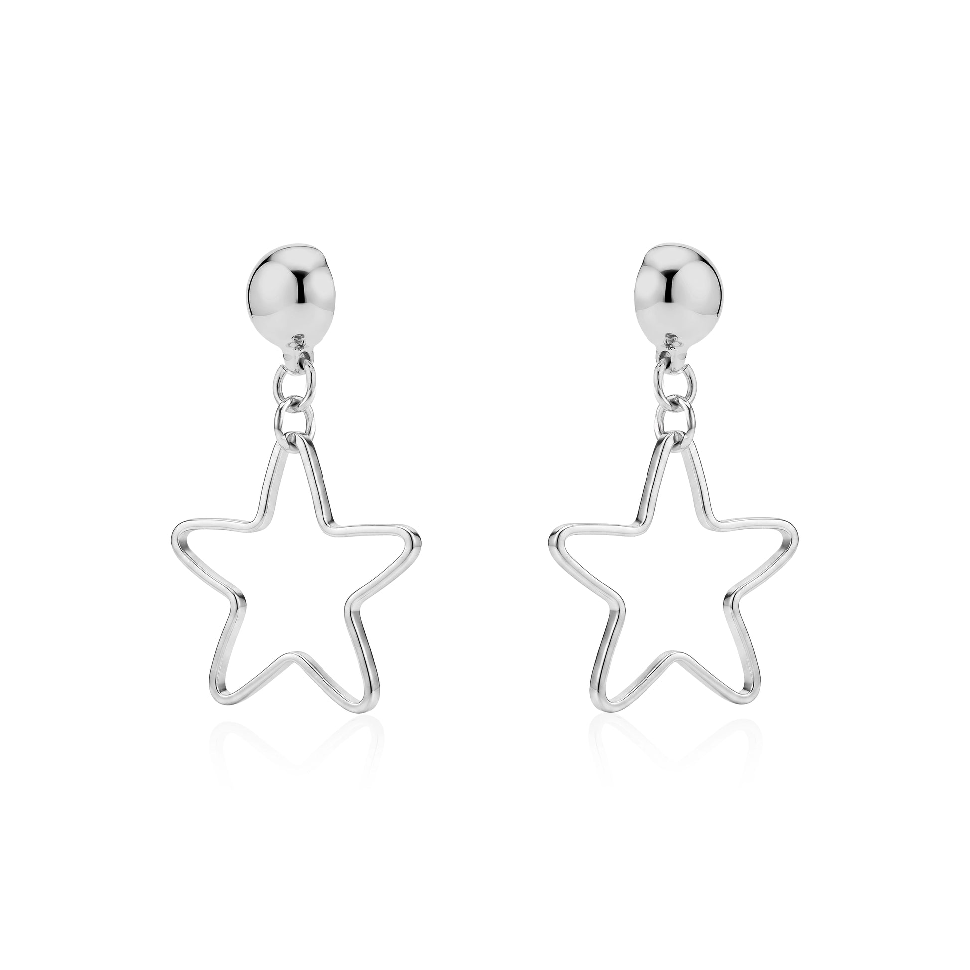 Magnetic Minimal Silver Star earrings. Detachable earrings for a truly hypoallergenic jewellery on a white background