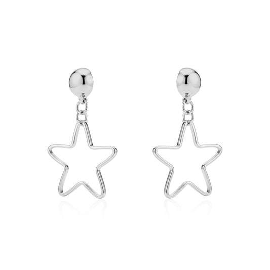 Magnetic Minimal Silver Star earrings. Detachable earrings for a truly hypoallergenic jewellery on a white background