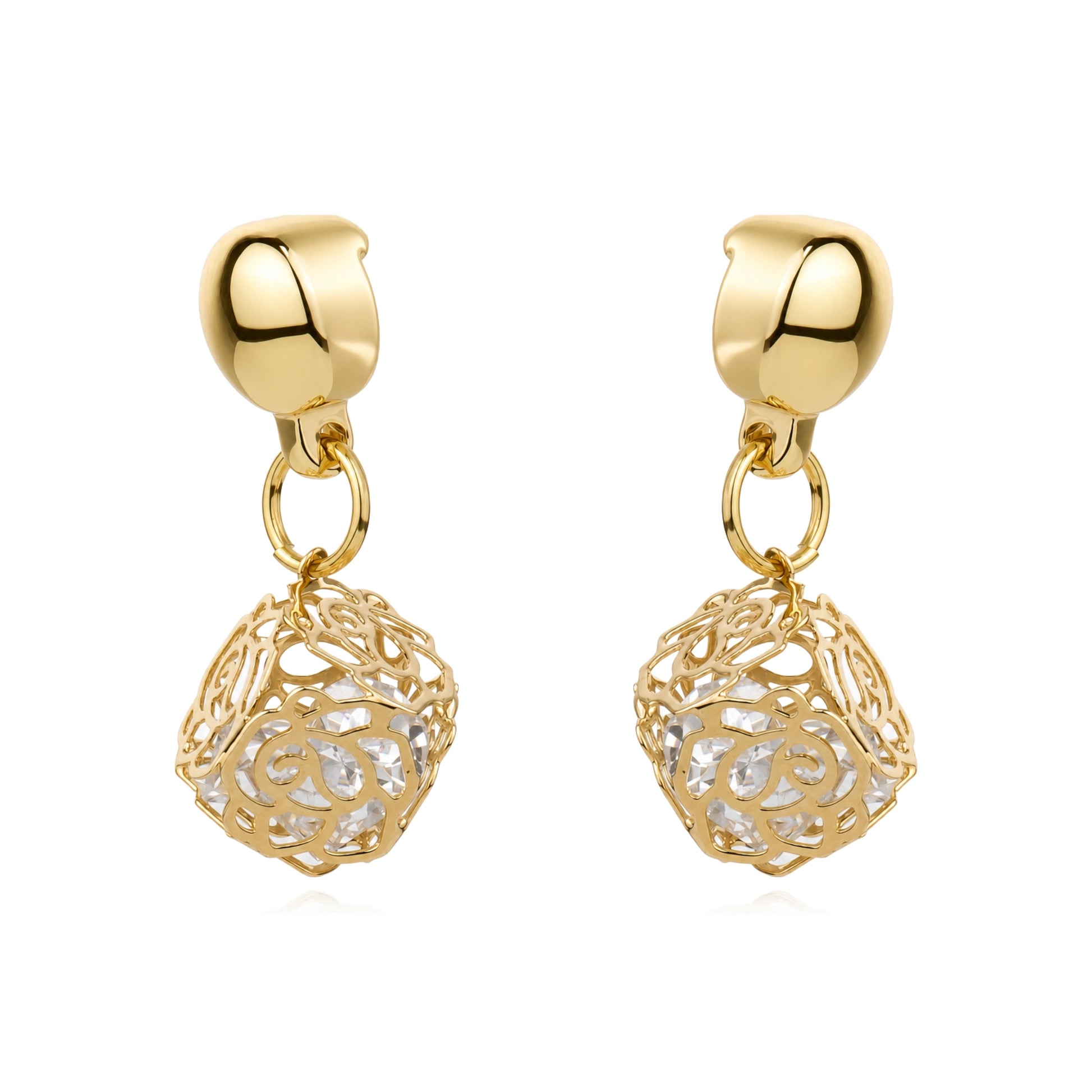 Magnetic Rose Box earrings. Detachable earrings for a truly hypoallergenic jewellery on a white background