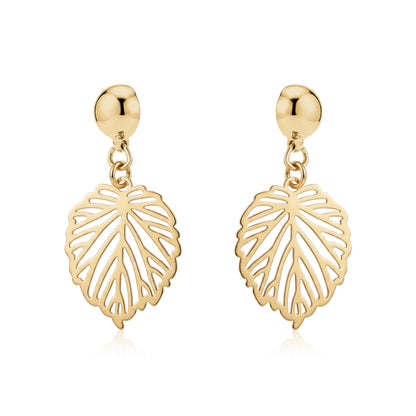 Small Monstera Leaf Earrings. Detachable earrings for a truly hypoallergenic jewellery on a white background