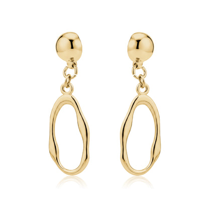 TI-GO Gold oblong loop earrings. Detachable earrings for a truly hypoallergenic jewellery on a white backgroun