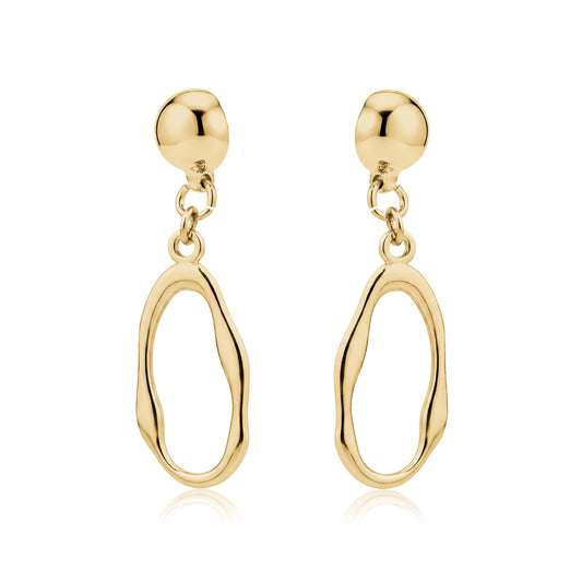 TI-GO Gold oblong loop earrings. Detachable earrings for a truly hypoallergenic jewellery on a white backgroun