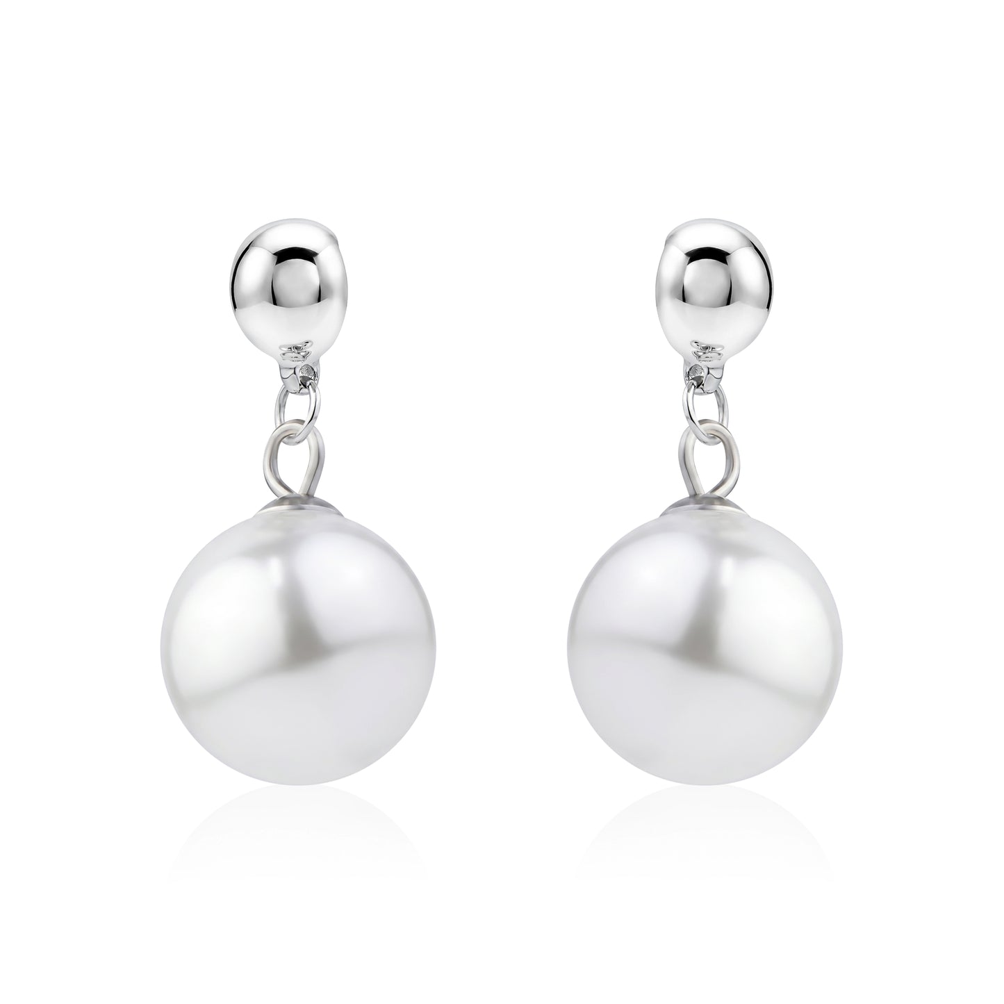 Large pearl earrings. Detachable earrings for a truly hypoallergenic jewellery on a white background