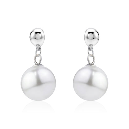 Large pearl earrings. Detachable earrings for a truly hypoallergenic jewellery on a white background