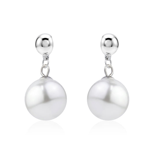 Large pearl earrings. Detachable earrings for a truly hypoallergenic jewellery on a white background