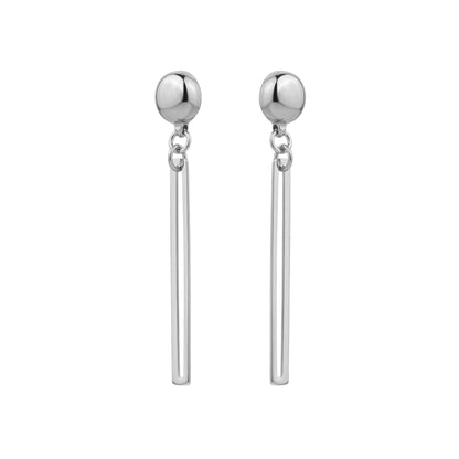 TI-GO silver narrow rectangular loop earring. Detachable earrings for a truly hypoallergenic jewellery on a white background