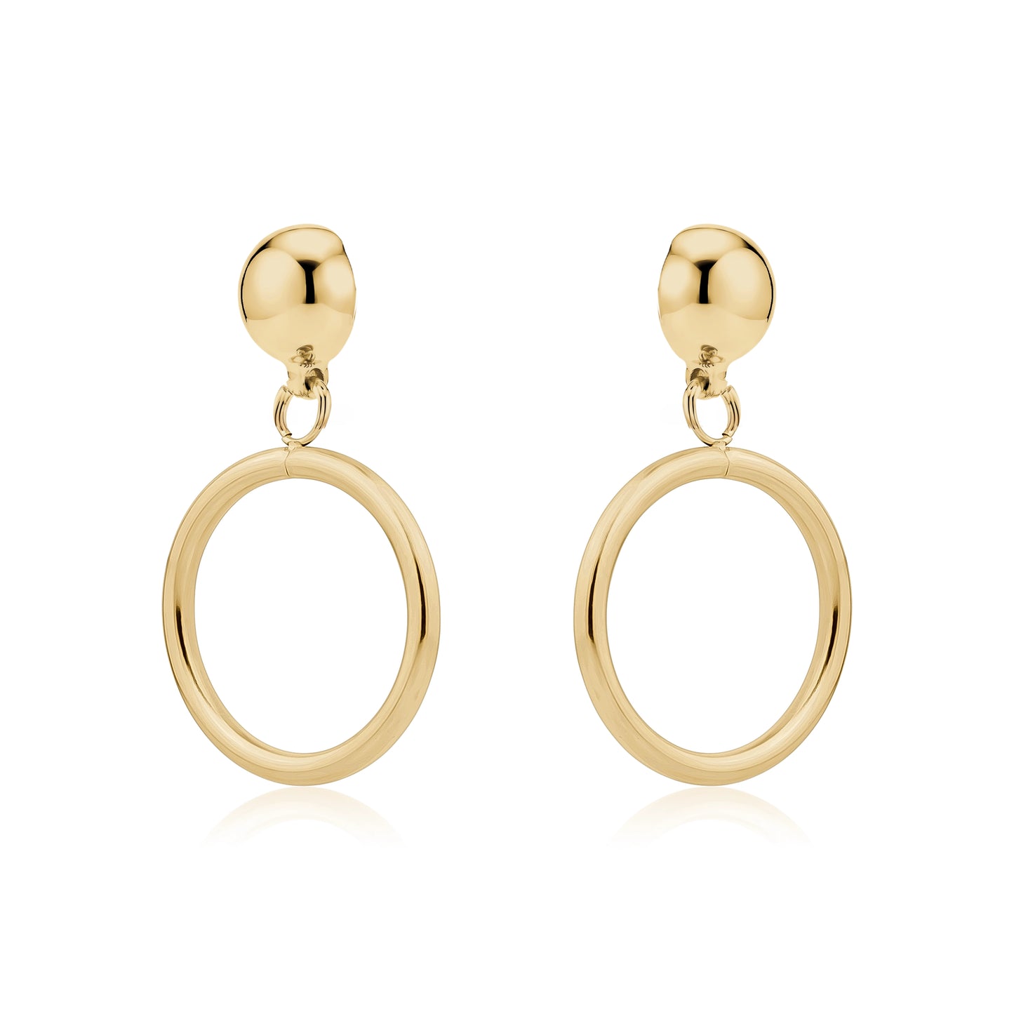 Hypoallergenic Gold 20 mm hoops titanium interchangeable earring system on a white background