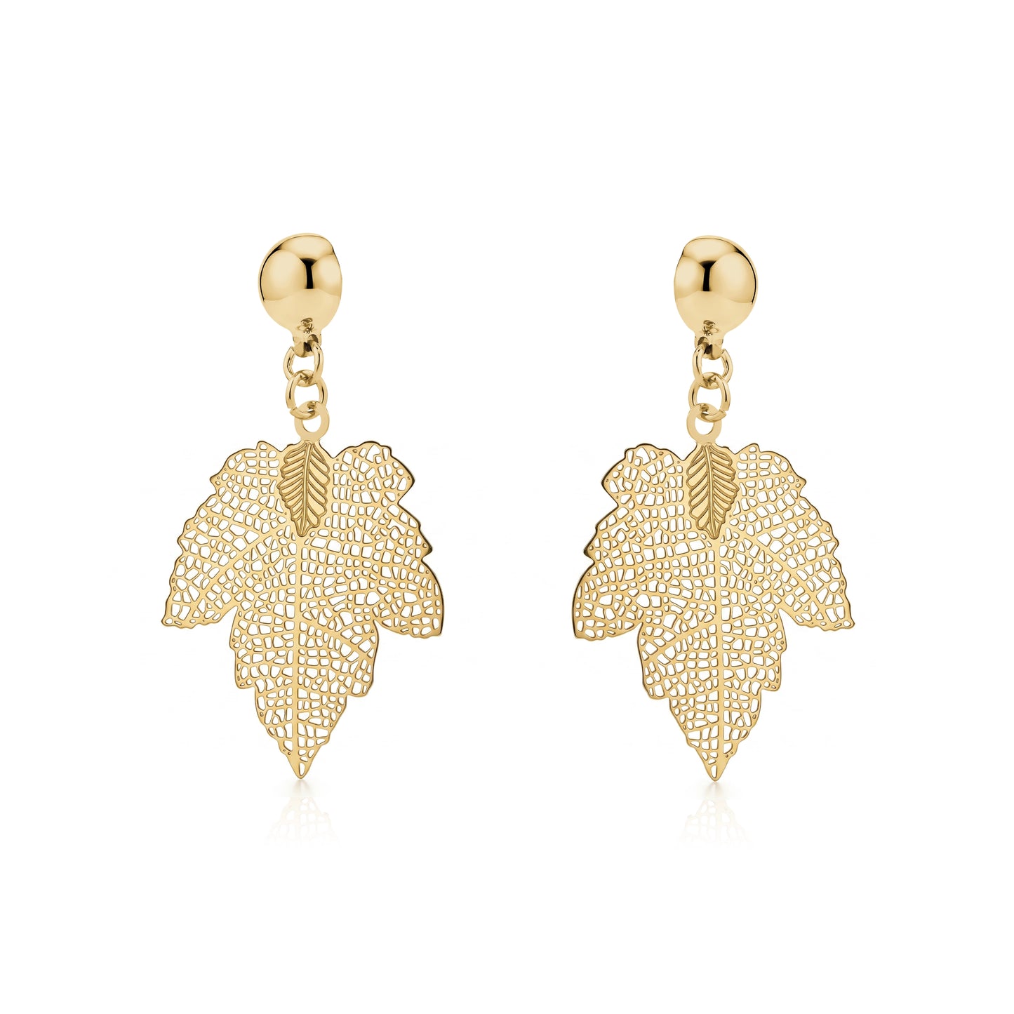 Magnetic Maple leaf earrings. Detachable earrings for a truly hypoallergenic jewellery on a white background