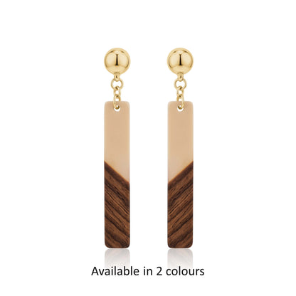 translucent wood earrings two colours. Detachable earrings for a truly hypoallergenic jewellery on a white background