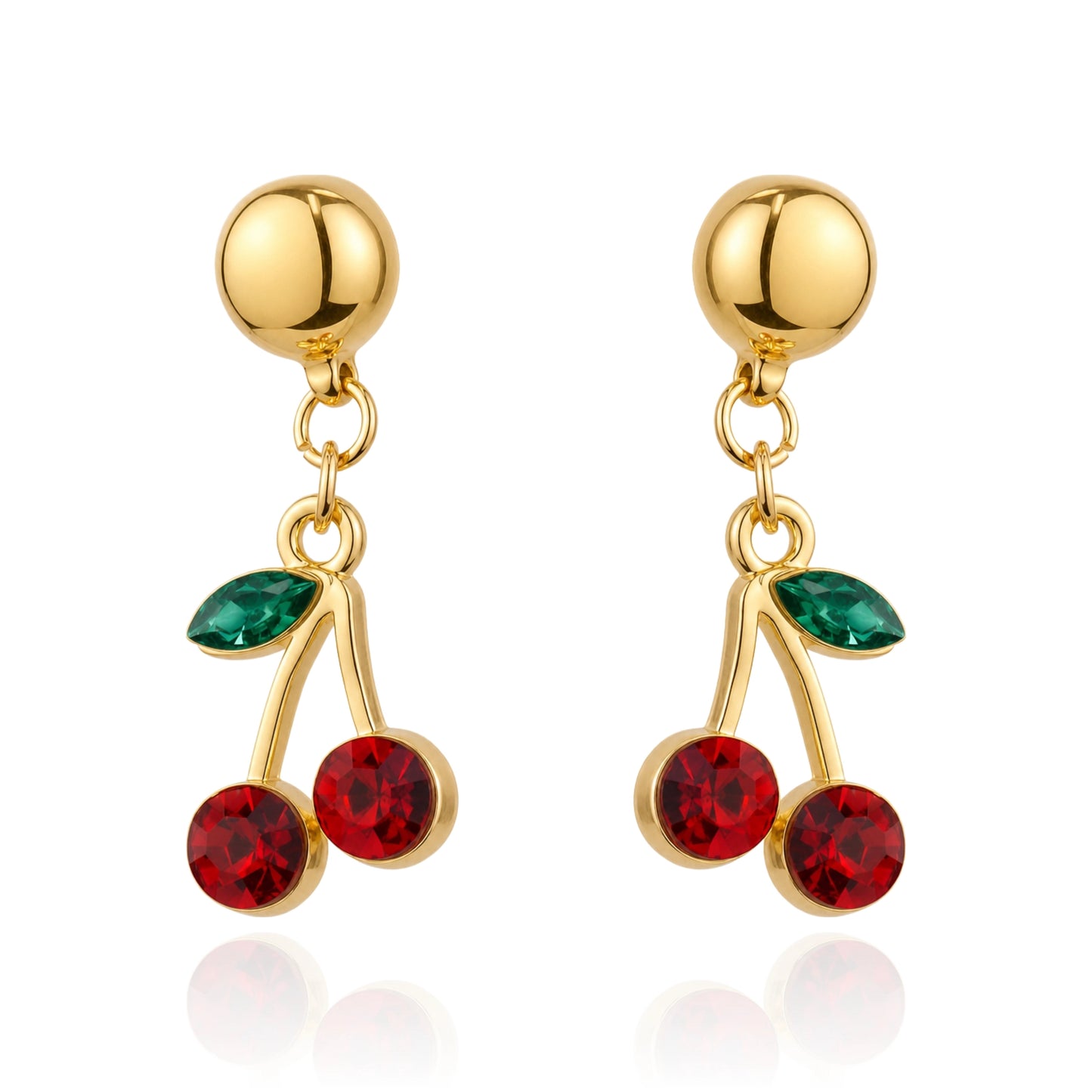 Cherry  gem interchangeable earrings with a titanium magnetic stud on a white background