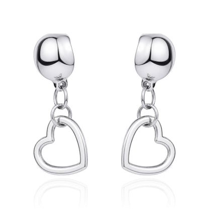 Magnetic Mini silver heart earrings. Detachable earrings for a truly hypoallergenic jewellery on a white background