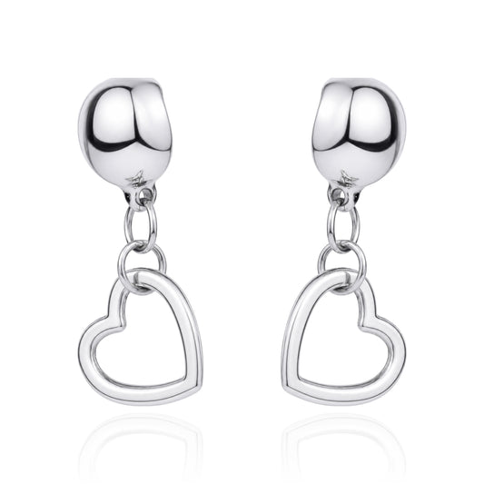 Magnetic Mini silver heart earrings. Detachable earrings for a truly hypoallergenic jewellery on a white background