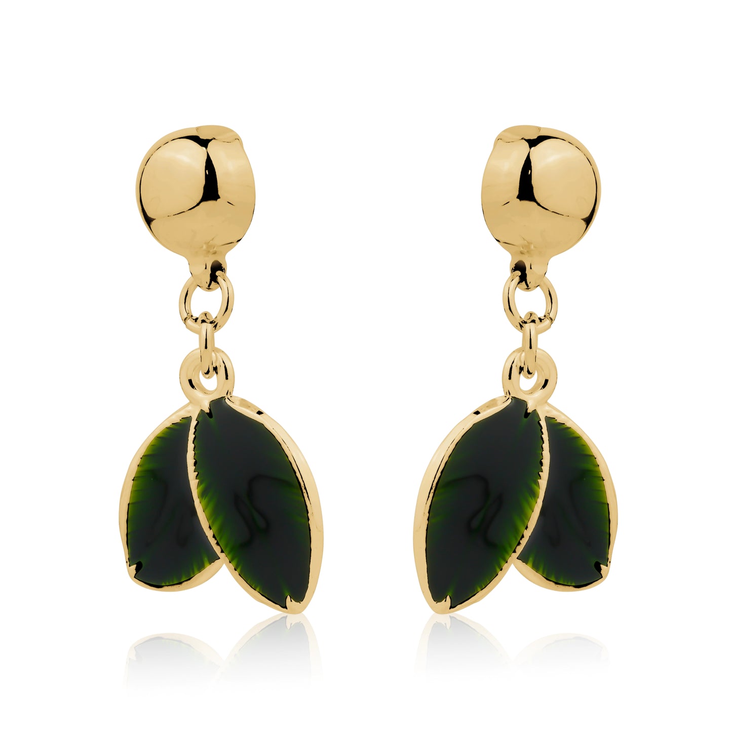 Magnetic Leaf nature earrings. Detachable earrings for a truly hypoallergenic jewellery on a white background